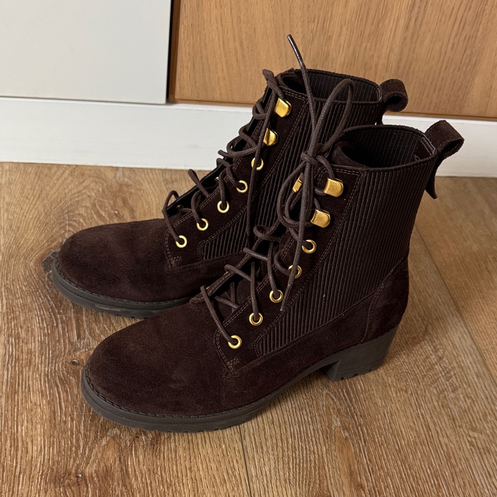 Cole Haan Camea Brown Lace-Up Ankle Boots